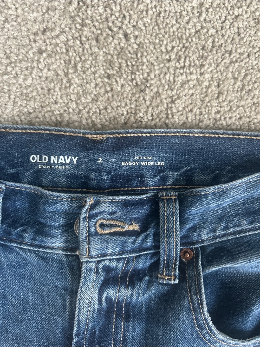 Old Navy drape denim, midrise, baggy, wide leg culottes size 2 - Picture 2 of 4